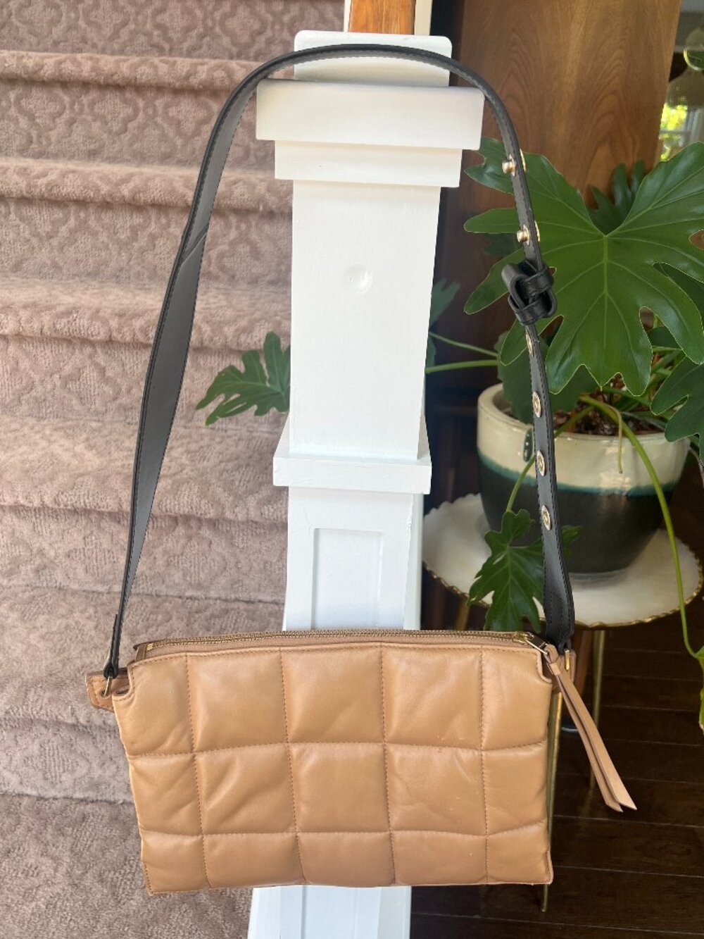 AllSaints Brown/Tan Sheringham Leather Quilted Shoulder Bag